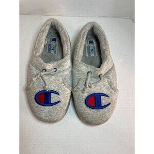 Champion‎ Womens Size 7 Gray Fleece-Lined Slip-On Slippers With Embroidered Logo